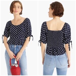 J. Crew Navy Polka Dot Blouse